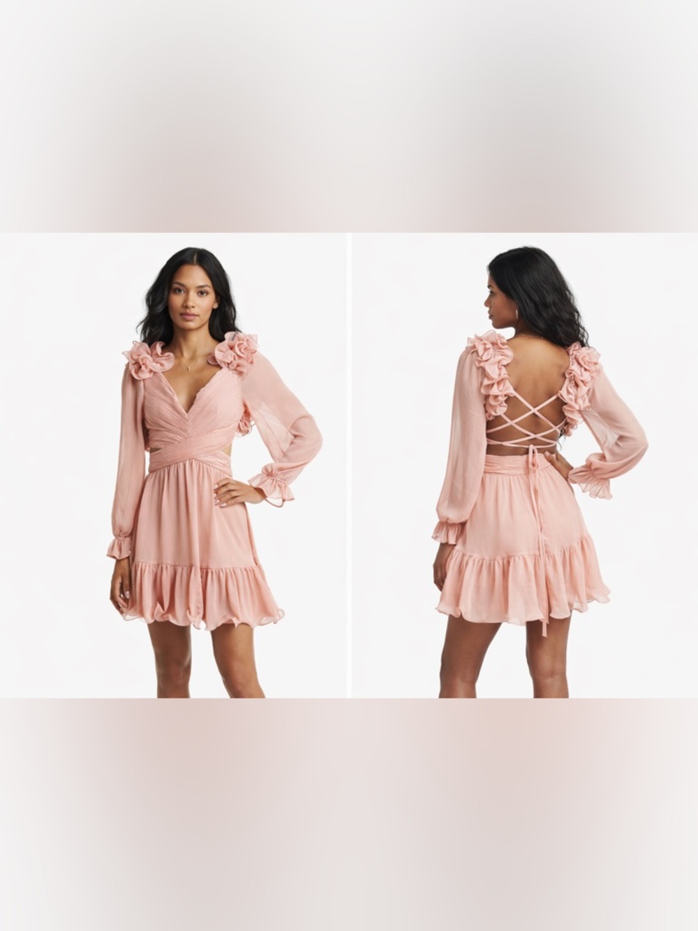 VICI Collection Blush Pink Chiffon Babydoll Dress Size M – Worn Once 💕